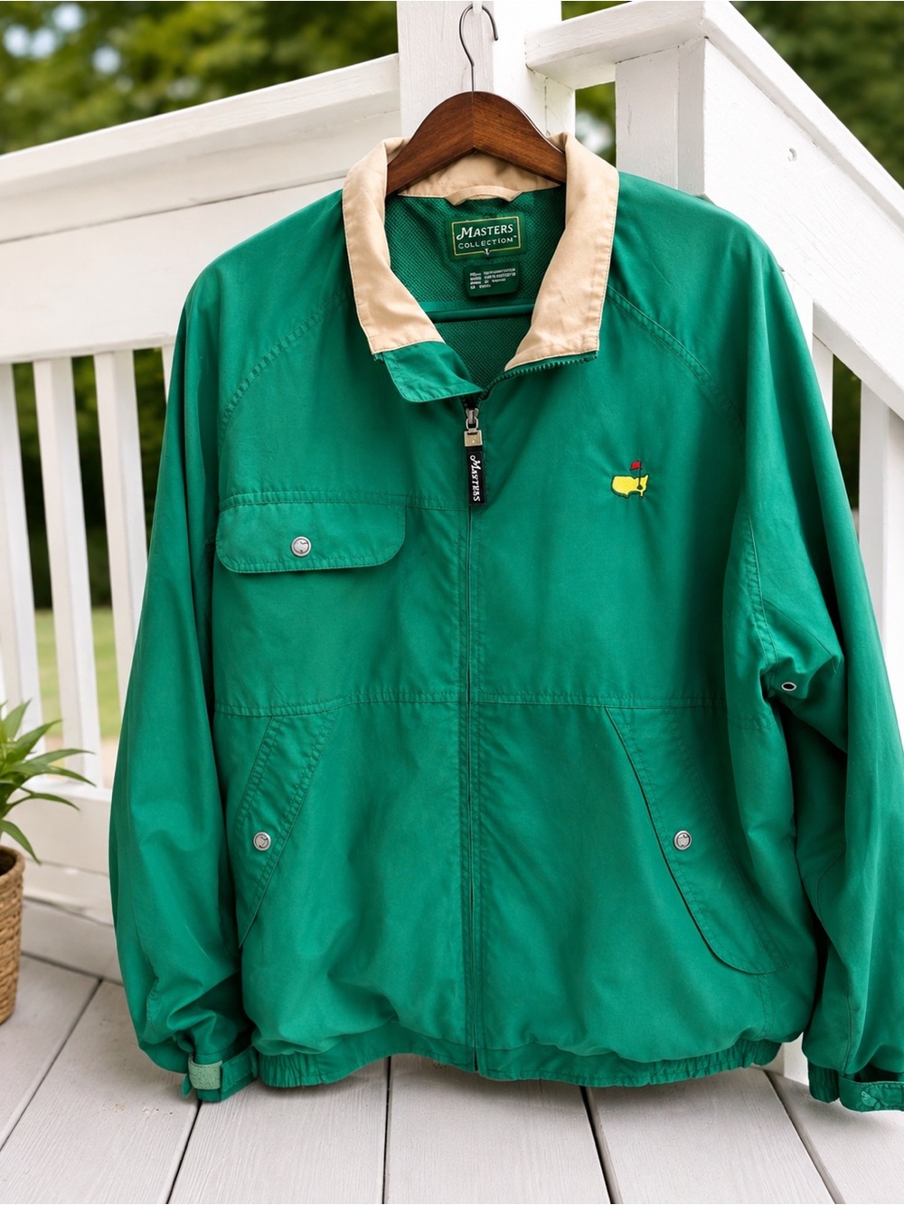 Masters Collection Augusta National Green Golf Jacket Windbreaker vintage large